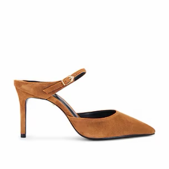SCHUTZ Shoes - SCHUTZ Laura Mule Heels in Dark Caramel Suede